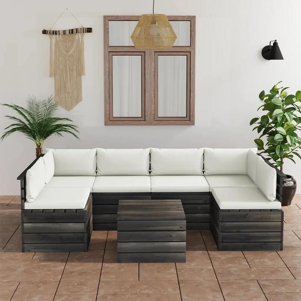 Set mobilier gradina din paleti cu perne, 7 piese, lemn de pin