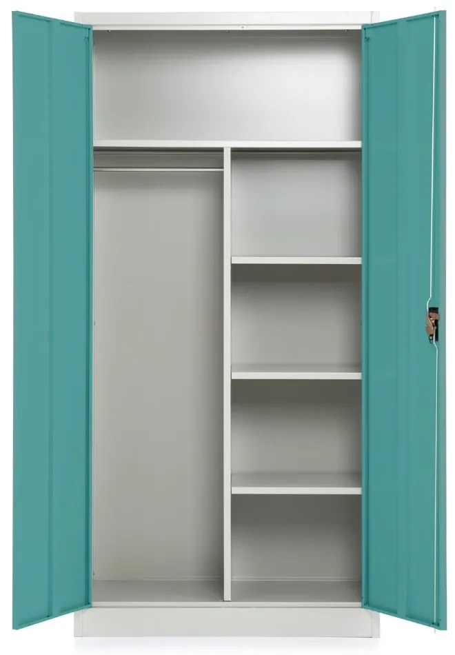 Dulap metalic, 90 x 45 x 185 cm, încuietoare cu cilindru, verde - ral 6033