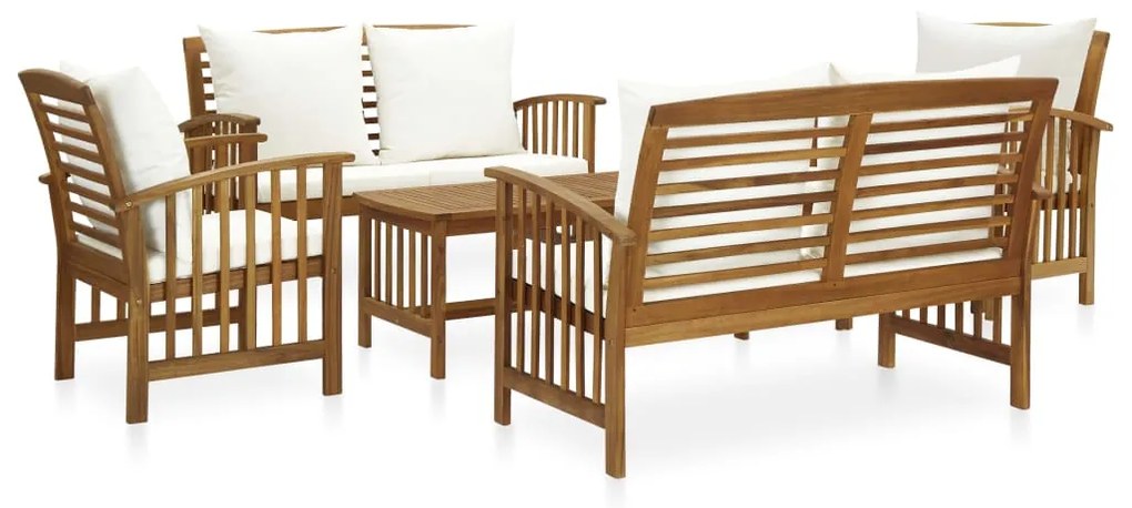 3057977 vidaXL Set mobilier grădină cu perne, 5 piese, lemn masiv de acacia