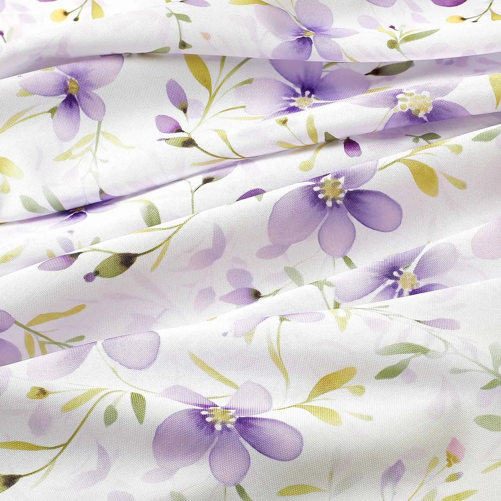 Goldea față de masă teflonată - flori violete - ovală 140 x 220 cm