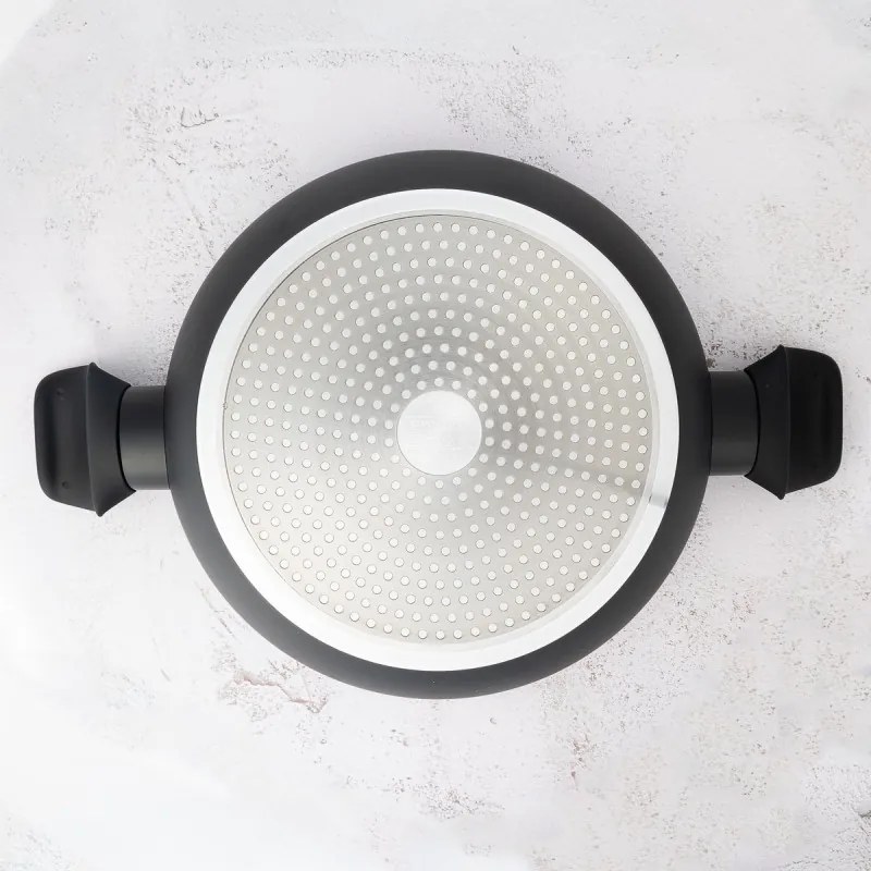 Set oale si tigai Royalty Line FD10, 10 piese, Aluminiu turnat, Acoperire din marmura Greblon, Inductie, Negru