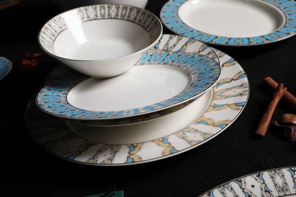 Serviciu de Masa BNKL68YT43010358, 68 Piese, Portelan Bone China