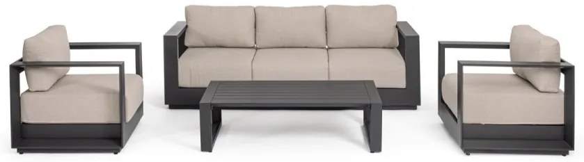 Set mobilier de gradina, 4 piese, metal / textil, antracit / bej, Moses Bizzotto