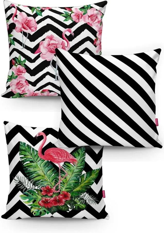 Set 3 fețe de pernă Minimalist Cushion Covers BW Stripes Jungle, 45 x 45 cm