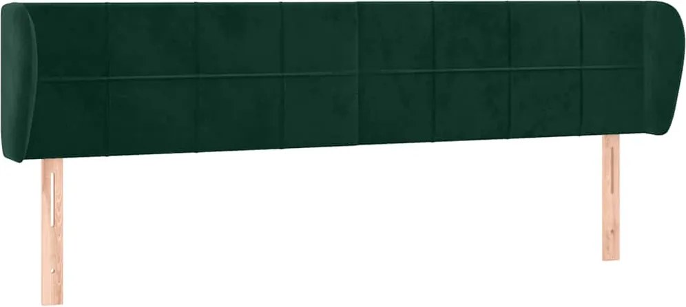 vidaXL Tăblie de pat cu aripioare verde închis 163x23x78/88 cm catifea