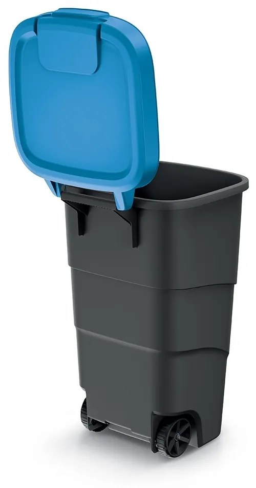 Container de gradina cu roti rezistente 110 l, albastru/antracit