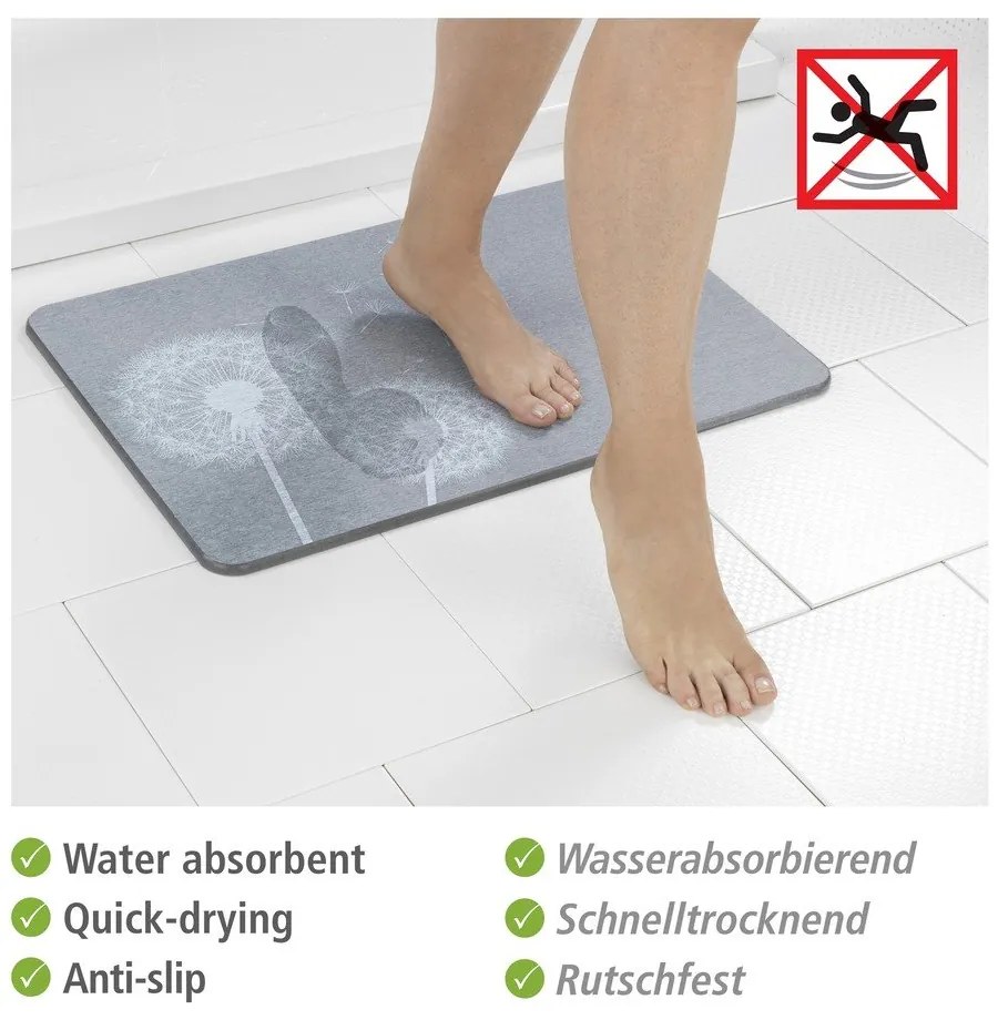 Covoraș de baie gri din diatomit 39x60 cm Astera – Wenko