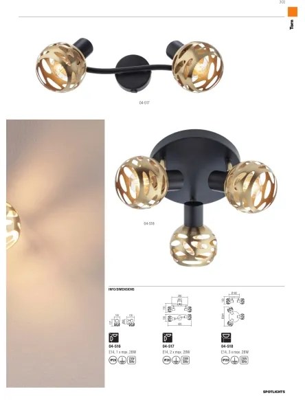 Spot de perete TORN 1xE14/28W/230V Redo 04-516