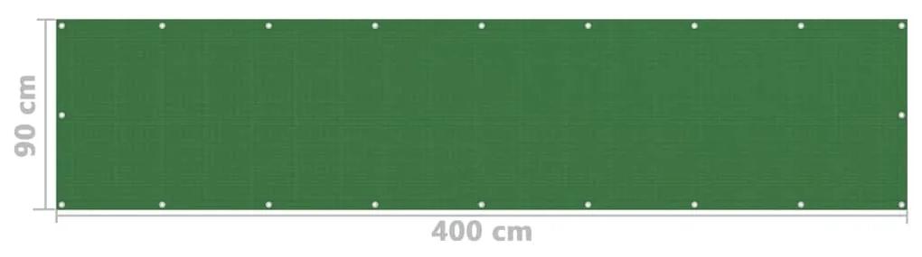 Paravan de balcon, verde deschis, 90x400 cm, HDPE Lysegronn, 90 x 400 cm