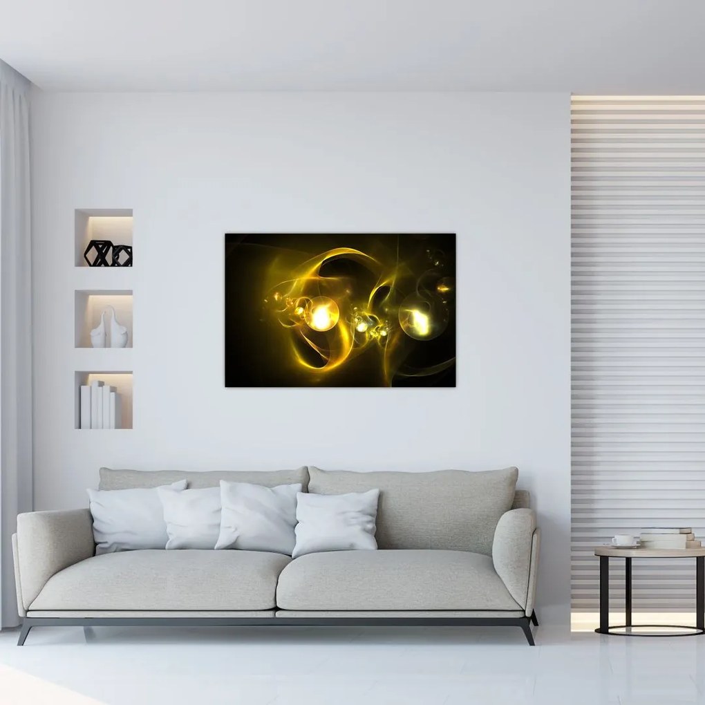 Tabloul abstract cu bile galbene (90x60 cm)