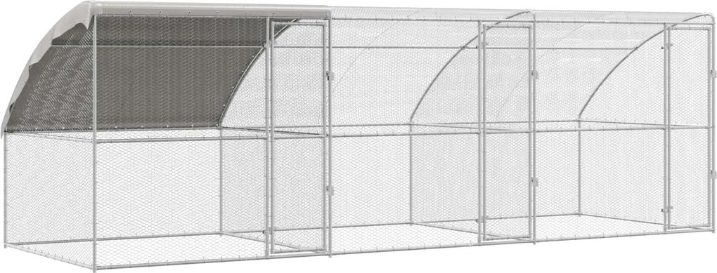 vidaXL Cușcă pentru pui 3 pcs Argintiu 600 x 200 x 200 cm Oțel și PE