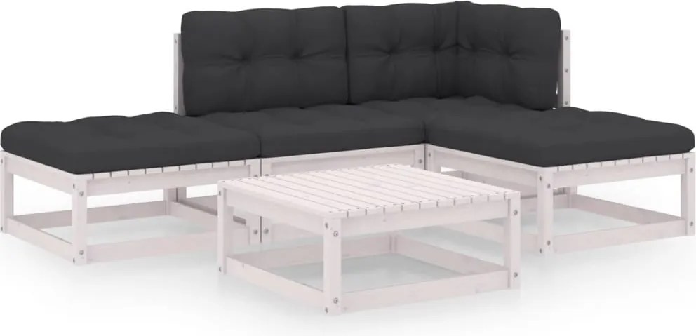 vidaXL Set mobilier de grădină cu perne, 5 piese, lemn masiv de pin
