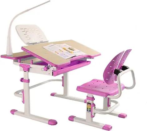 Set complet birou si scaun copii ergonomic reglabil in inaltime ErgoK Ivy Roz