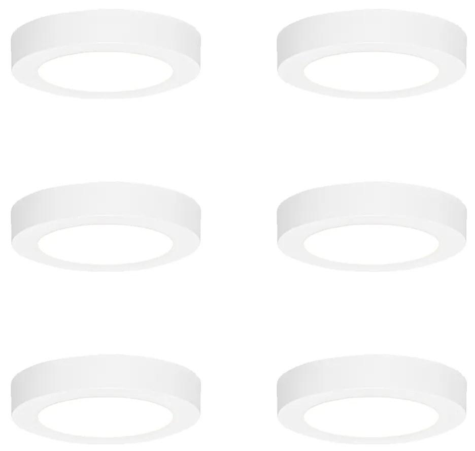 Set de 6 spoturi încastrate sau montate la suprafață albe 14 cm incl. LED Diminuare în 3 pași până la cald cu comutator DIP - Trans
