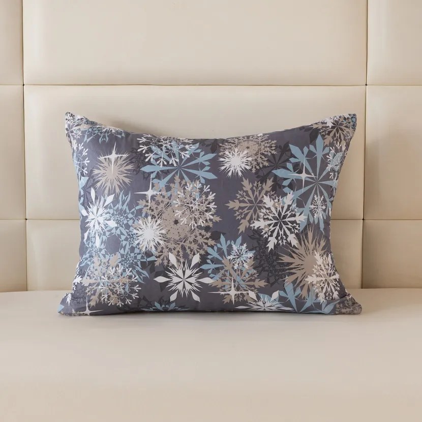 Husa pentru perna din microfibra SNOWFLAKE 70x90 cm, albastru-gri