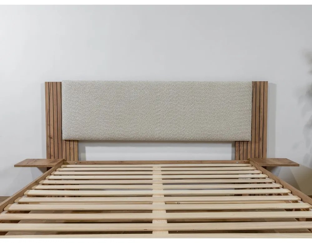 Pat matrimonial bej cu somieră 160x200 cm Lior – Bobochic Paris