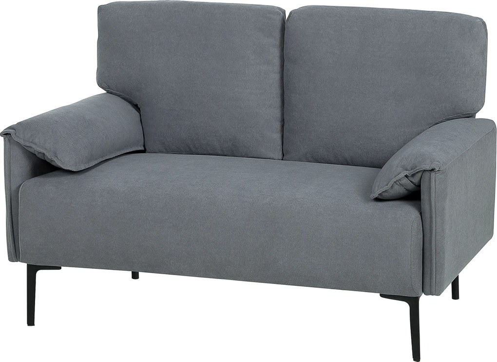 HOMCOM Canapea 2 locuri, perne groase, tapițerie catifelată, canapea tapițată, negru | Aosom Romania