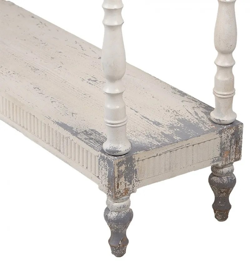 Consola alba, din lemn, aspect vintage, Lis