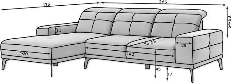 Colțar bej (cu colț pe partea stângă/cu șezlong) Torrense – ELTAP