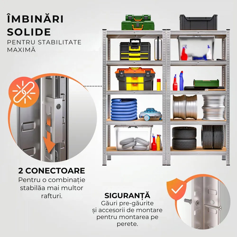 Raft cu capacitate mare HEAVY, max. 875kg, 90x40x180cm, argintiu Jurhan