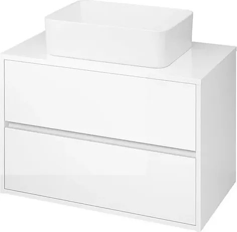 Mobilier baza cu blat inclus Cersanit Crea 2 sertare alb lucios 80 cm