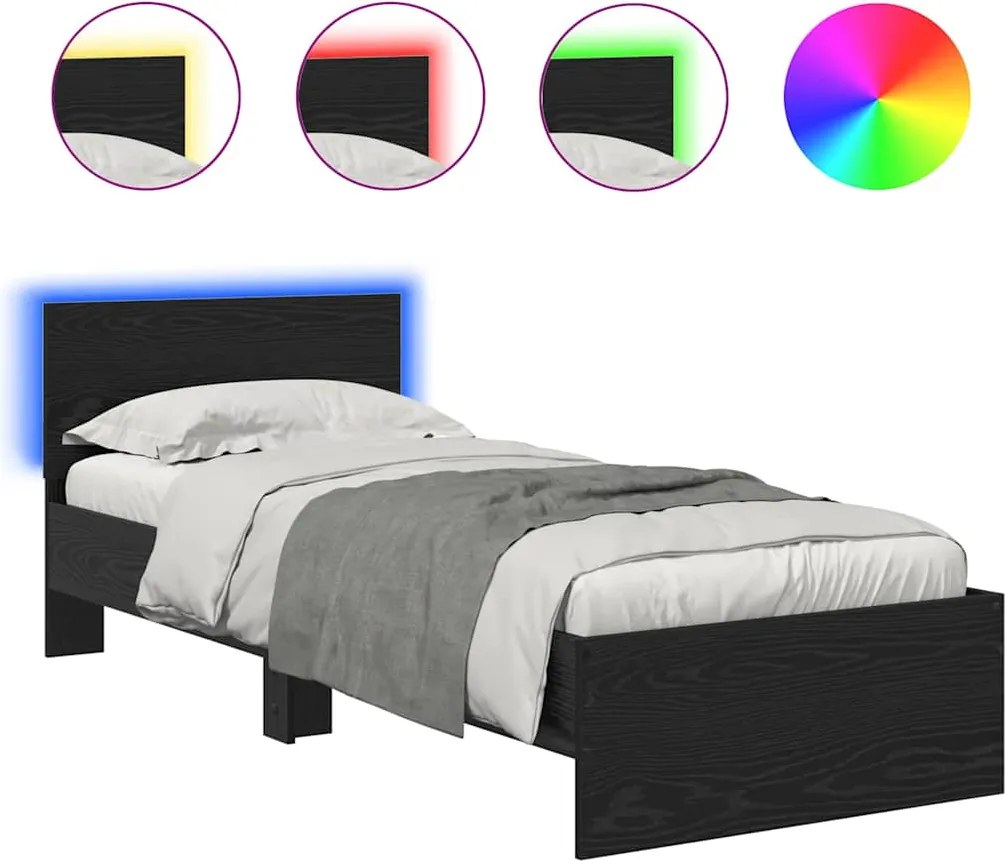 vidaXL Cadru de pat Stejar Negru 75 x 190 cm Lemn compozit