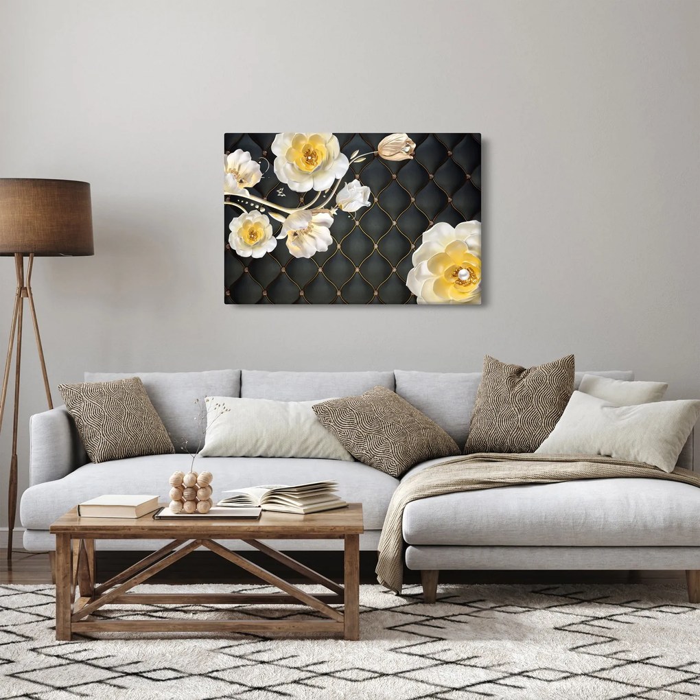Tablou - Imagine cu flori de trandafir alb (90x60 cm)