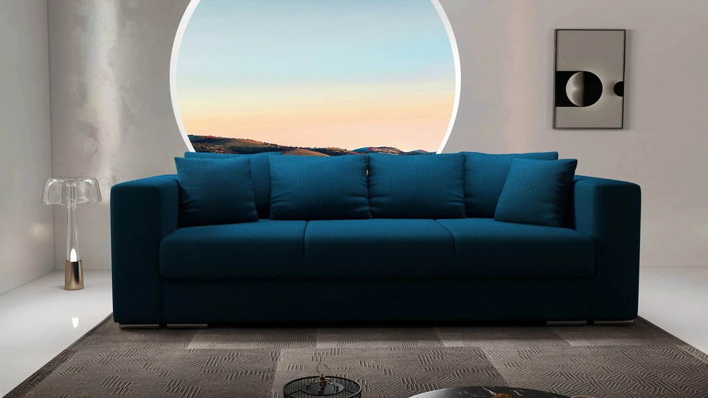 Canapea extensibilă dumonde cu ladă de depozitare si sezut confortabil din spuma high-density, Gloria Enjoy Petrol 240x100 cm