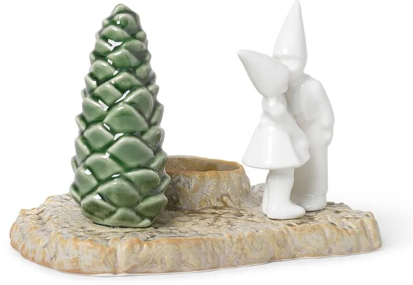 Suport din gresie pentru lumânări de Crăciun Kähler Design Christmas Kiss, lungime 17 cm