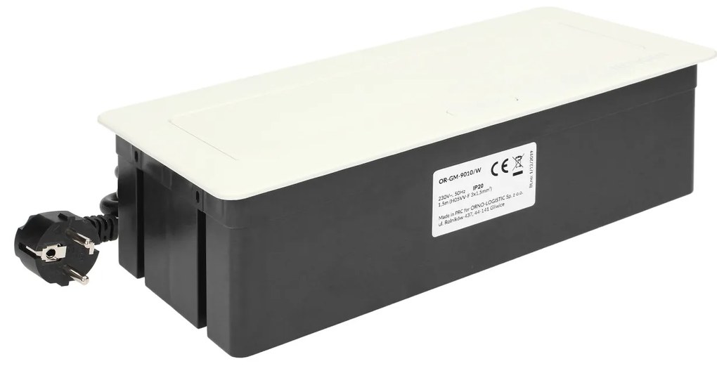 Priza incastrabila dreptunghiulara, neechipata, 6 module, cablu 1.5m, alba, Orno Norger