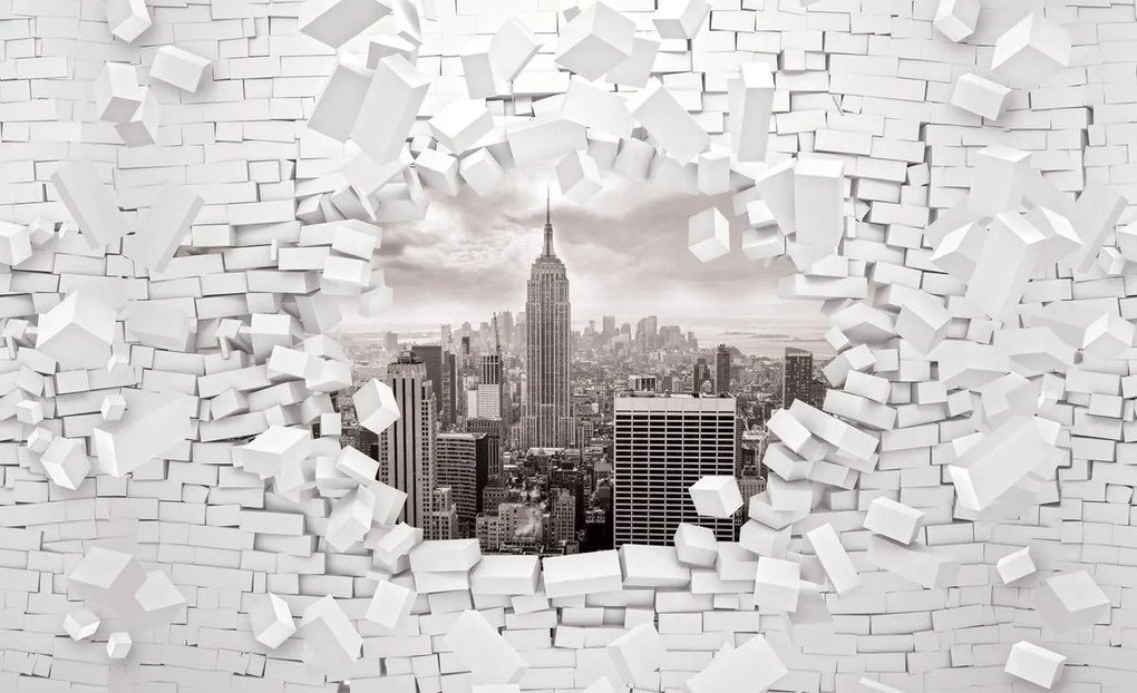 Fototapet - New York și 3D Brickwall (152,5x104 cm)