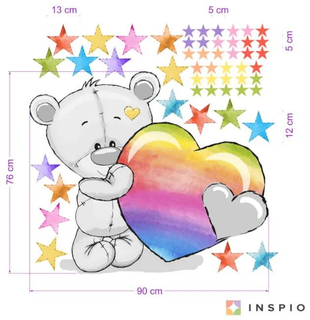 INSPIO Autocolant multicolor ursuleț cu stele