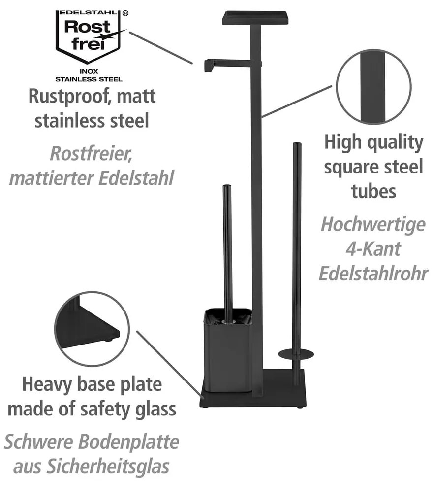 Suport pentru hârtie igienică negru din oțel inoxidabil Debar – Wenko