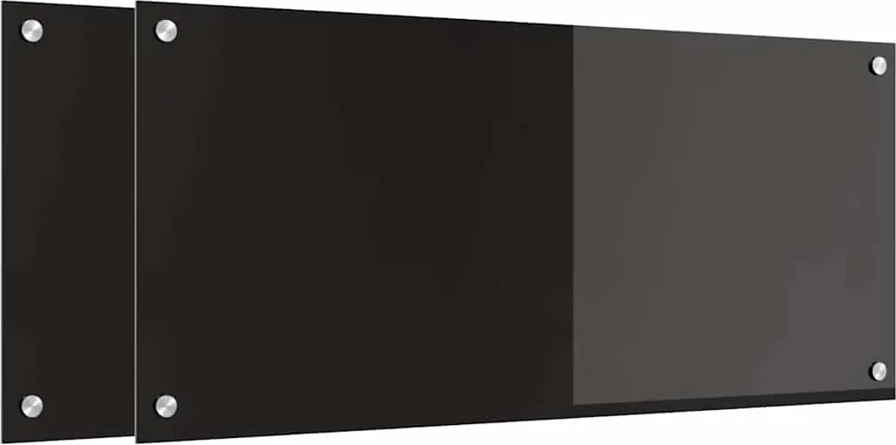 vidaXL Panou de bucătărie 2 pcs Negru 90 x 40 cm sticlă securizată