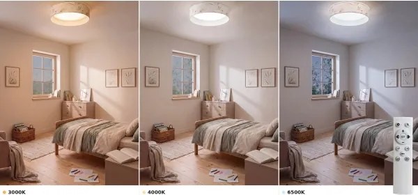 Brilagi-LED dimmabil VELVET SM. VARI 24W/230V 3000-6500K Ø45 cm alb/floral + telecomandă
