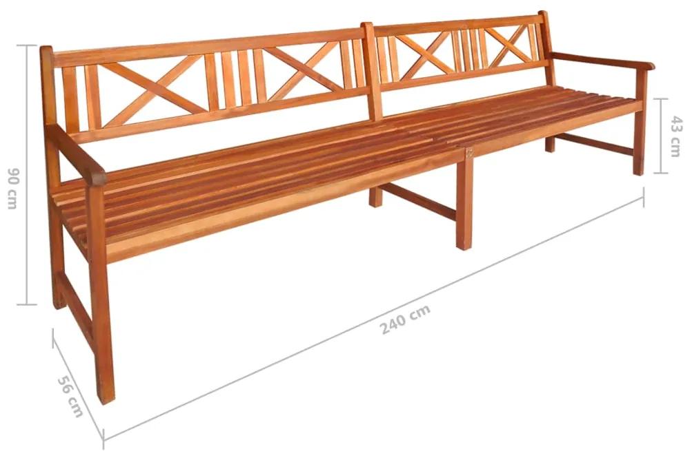 Banca de gradina cu perne, 240 cm, lemn masiv de acacia model frunze, 120 x 50 x 4 cm, 1, 120 x 50 x 4 cm