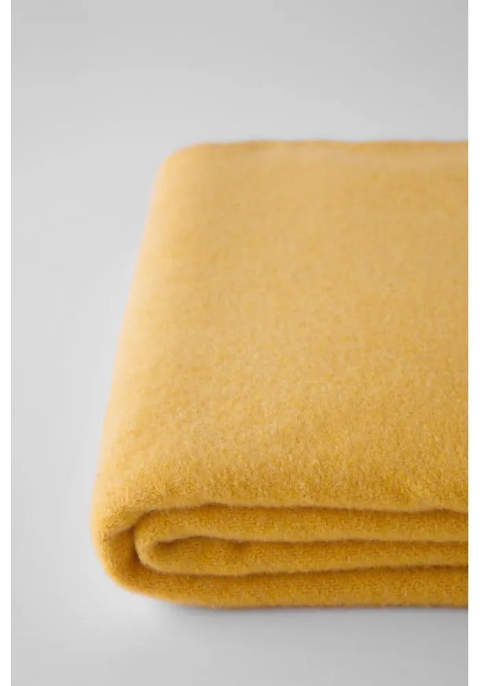 Pled din amestec de bumbac Euromant Basics, 140 x 180 cm, galben