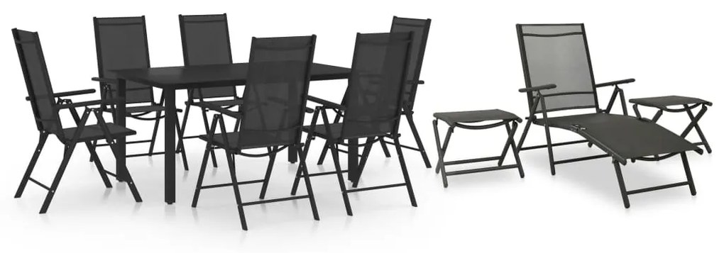 vidaXL Set mobilier de grădină, 10 piese, negru și antracit