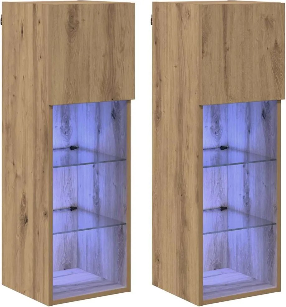 vidaXL Șifonieri pentru TV montate pe perete 2 pcs Stejar Artizanal