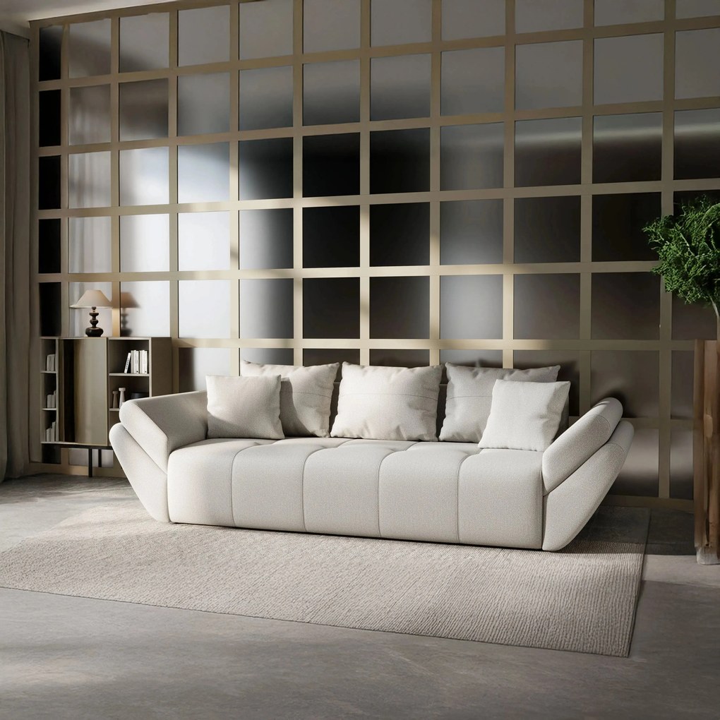 Canapea extensibilă dumonde cu ladă de depozitare si sezut confortabil din spuma high-density, Berlin Enjoy Bej 250x100 cm