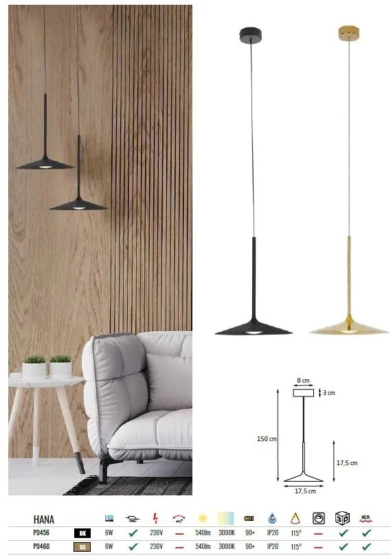 Pendul LED design modern HANA auriu