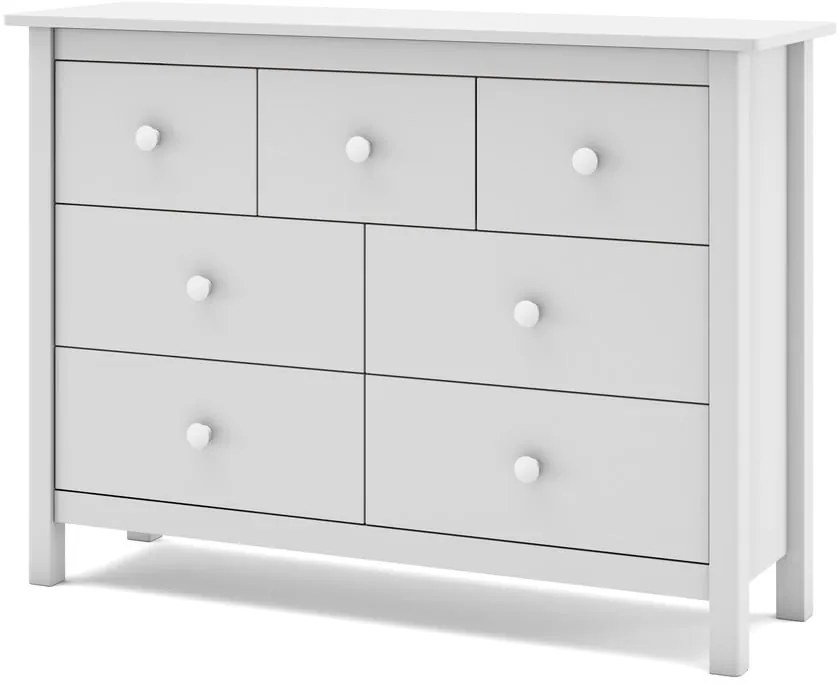 Comodă pentru copii albă joasă din lemn de pin 110x80 cm Max – Marckeric