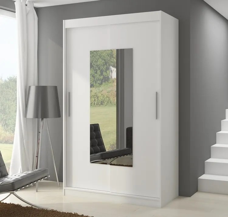 Dulap cu usi glisante si oglinda 150x200 cm, Dorrigo, ADRK Furniture (Culoare: Negru)