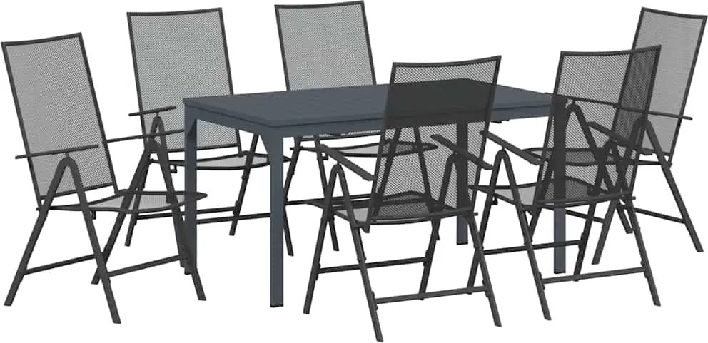 vidaXL Set de masă pentru grădină 7 pcs Antracit