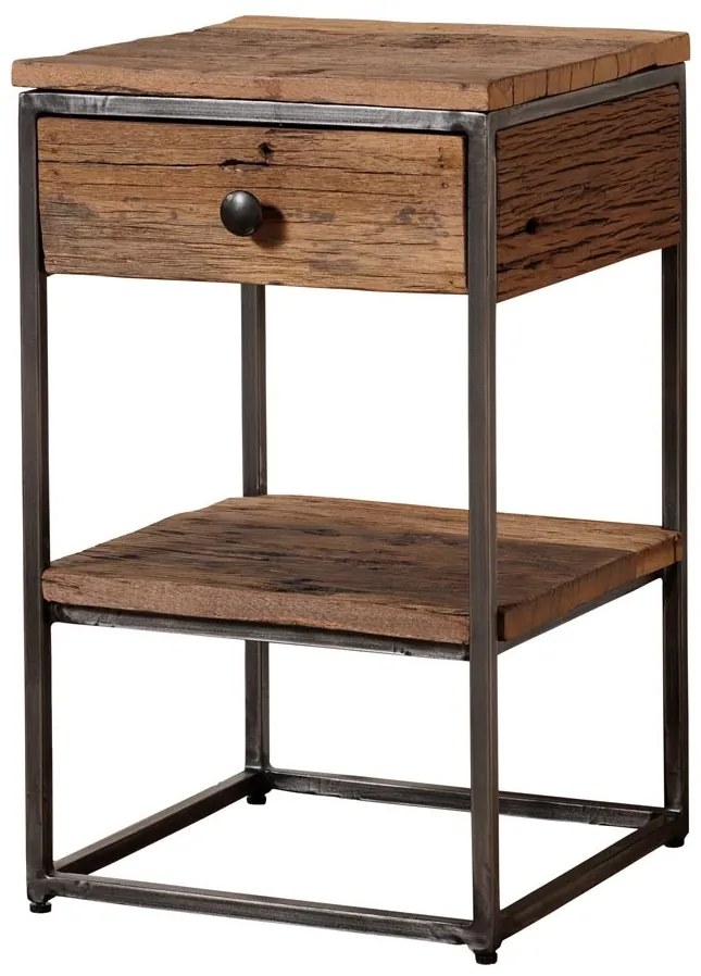 Noptiera din lemn reciclat, aspect rustic, Galion
