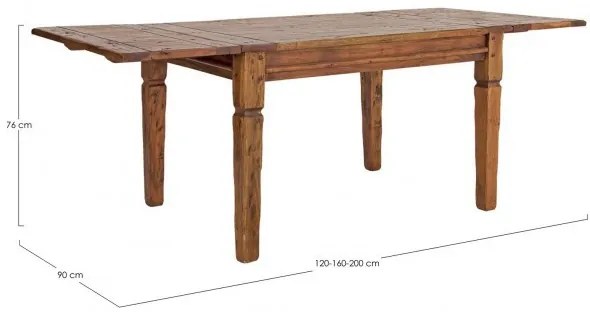 Masa dining extensibila pentru 8 persoane antichizata din lemn de Acacia, 120-200 cm, Chateaux Bizzotto