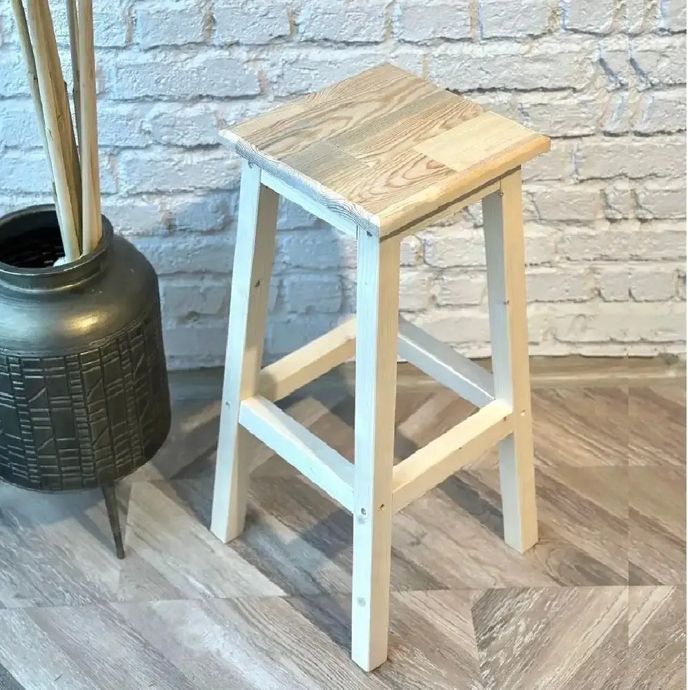 Scaun bar Vinita din lemn, culoare bej, 80 cm