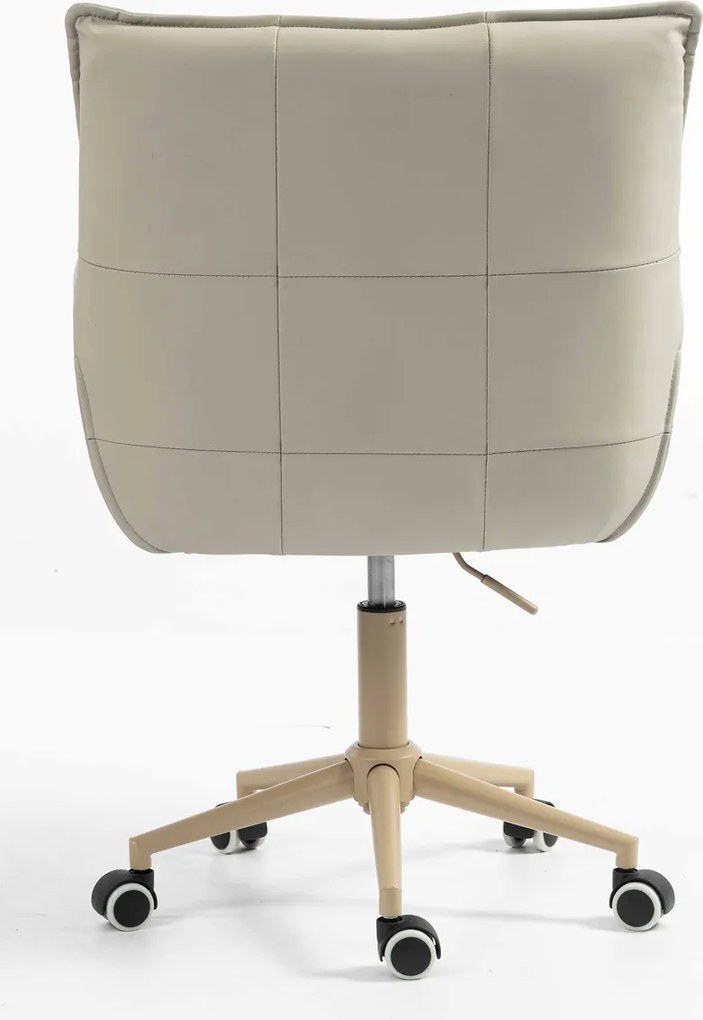 HR560K Scaun Ecru Piele Ecologica Premium Soft cu Bază Crem