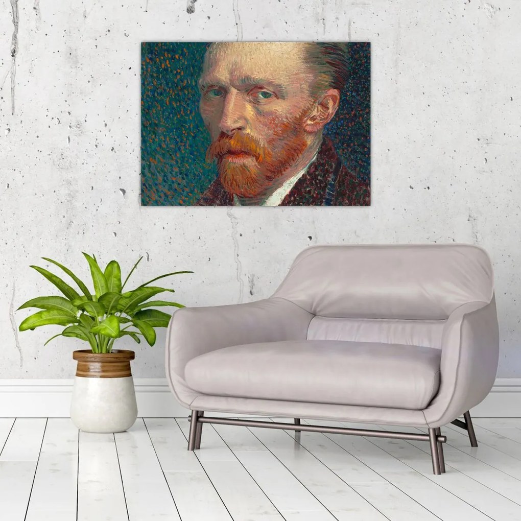 Tablou pe sticlă -  Vincent van Gogh, Self-Portrait, reproducere (70x50 cm)
