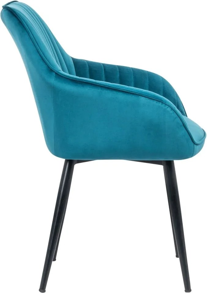 Set de 2 scaune elegante, cu brate si tapiterie din catifea, Turin turcoaz A-38788 VC